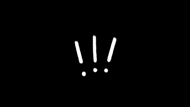 Hand-Drawn Exclamation Marks Pop Out and Scribble Animation with Alpha Channel, 4K