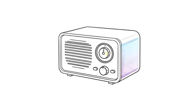 Vintage Radio Illustration with Classic Design and Knobs.