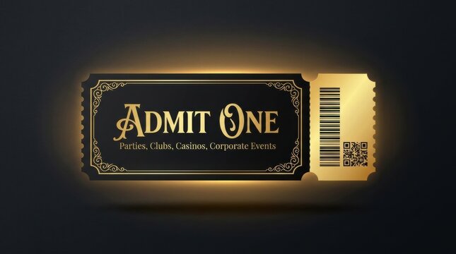 Golden admit one ticket for parties clubs