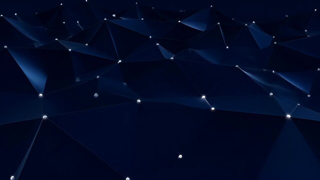 Digital abstract background with spiral circle mesh and glowing node network dark blue surface, abstract polygon network background with modern technology design, spiral circle network background