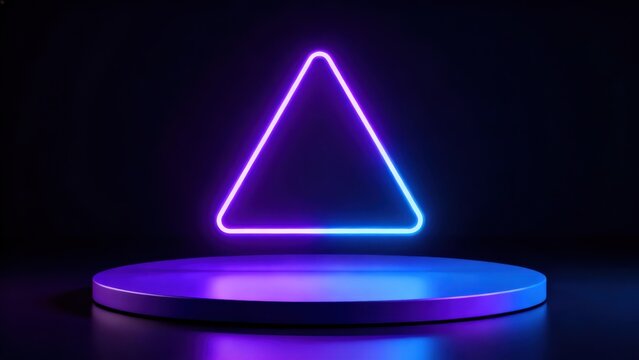 Neon triangle on circular platform
