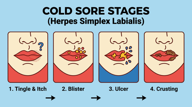 Cold Sore Herpes Simplex Labialis Stages