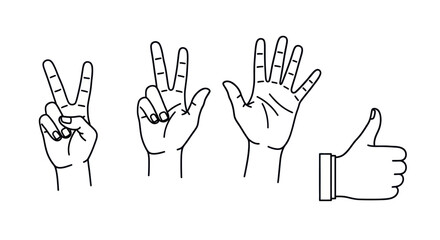 Obraz premium Hand Gestures Outline Icon Set