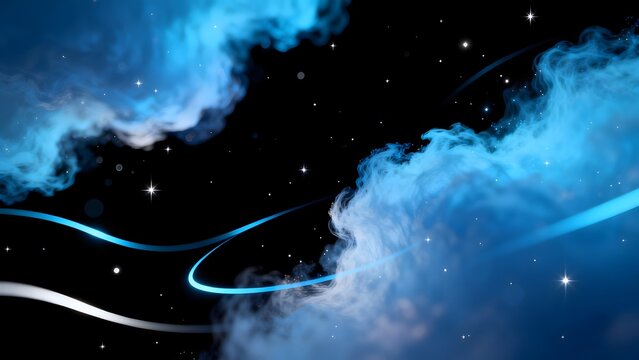 Cosmic blue nebula with stars