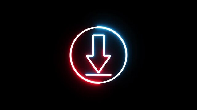Glowing neon modern arrow icon animation.