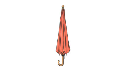 Red open umbrella standing upright on a plain background © MDFOYSAL