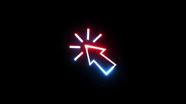 Glowing neon modern arrow icon animation.