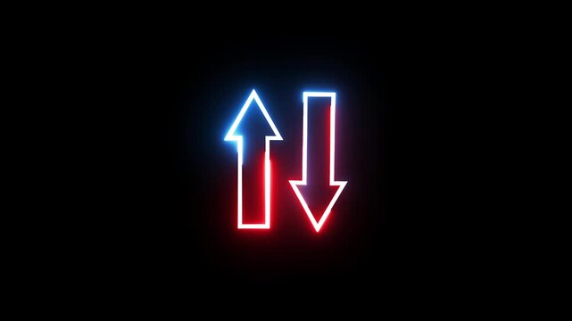 Glowing neon modern arrow icon animation.