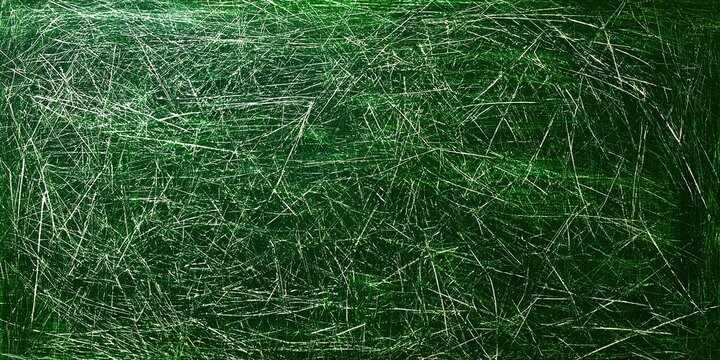 Dark Green Full Frame Scratched Surface Thin White And Light Green Lines Random Overlapping Low Sheen Consistent Color Minor Variations Textured Appearance