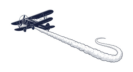 Vintage Biplane with Smoke Trail Vector Illustration © AAS CREATIVE