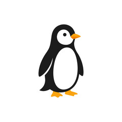 Fototapeta premium A simple flat vector illustration of a cute penguin standing on a white background.