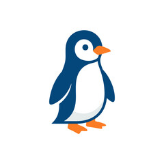 Obraz premium A cute cartoon penguin illustration with a simple blue and white design.