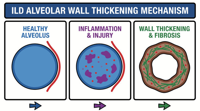 Interstitial Lung Disease Alveolar Wall Thickening Mechanism
