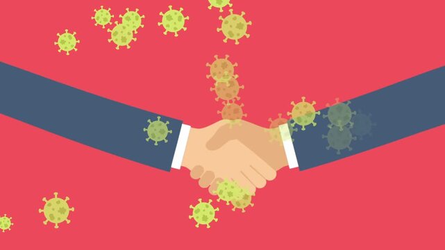 virus spreading through handshake. Direct contact disease transmission