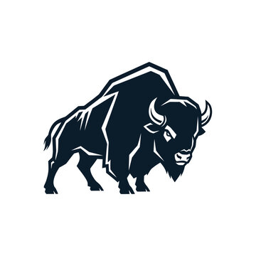 A bold and powerful graphic illustration of a charging American bison.
