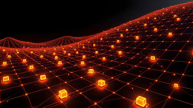 Enterprise Tech Graphic: Enterprise Data Fabric - Dynamic Frame (Molten Gold Glow)