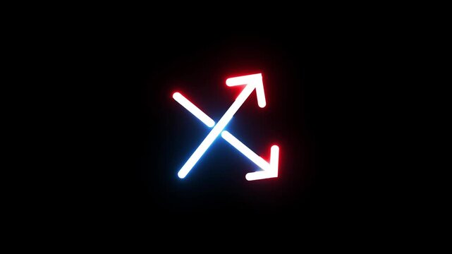 Glowing neon modern arrow icon animation.