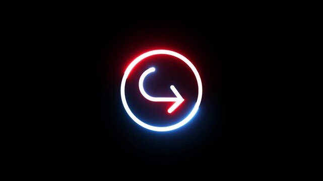 Glowing neon modern arrow icon animation.