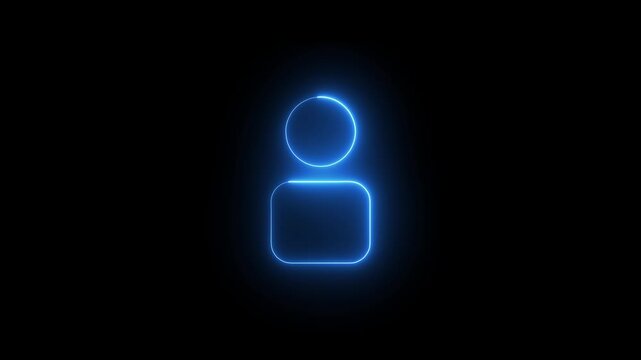 A striking neon pink outline of a generic person radiates a vivid glow against a black background, representing user profiles, digital.user contact icon animation profile .4k