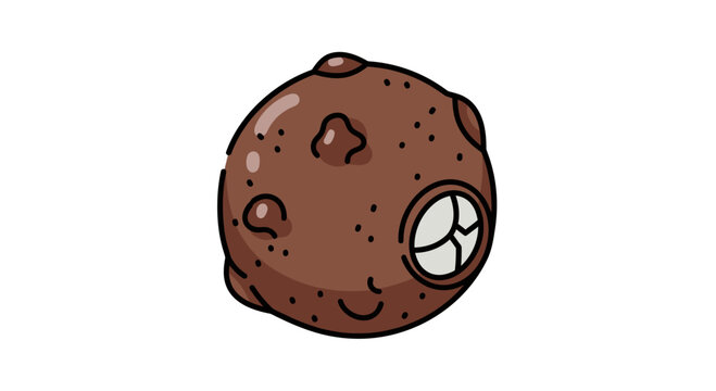 Adorable brown asteroid with a wide grin and rocky texture
