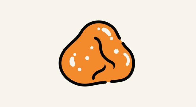A simple, orange, lumpy blob with white spots and black outlines