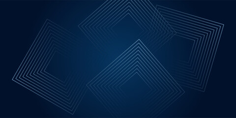Obraz premium Dark Blue Abstract Background with Glowing Arrow Lines for Technology, Featuring a Futuristic Concept with Modern Shiny Blue Geometric Lines Design, Ideal for Banners, Covers, Posters, and Web Headers