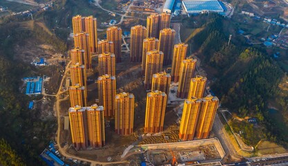 Yichang Residential Development Aerial View - Golden Tower Complex © LeVan