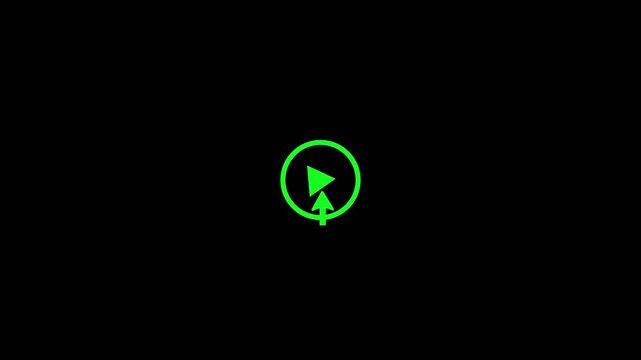 Green Compass Direction Arrow in Circular Design on Black Background
