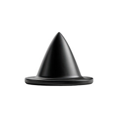 Fototapeta premium Smooth black cone shape on flat base, against a black background