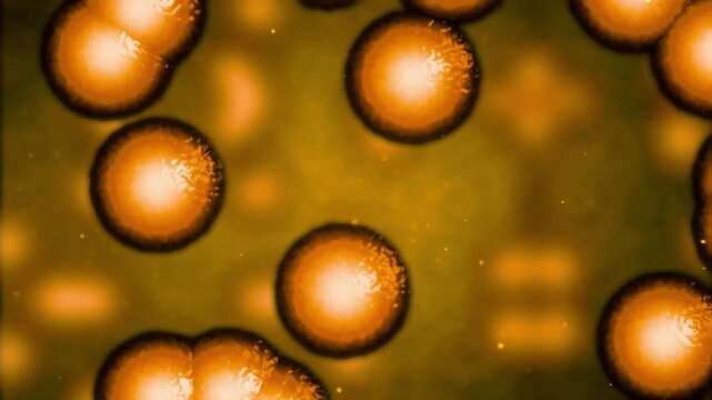 Moving or multiplying cells under microscope Cellular Mitosis Animation and Organic Microscopic Pathogen Growth Loop in 4K Ultra HD footage
