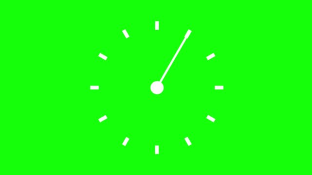 Clock longer hand with seconds only greenbox isolated. Cartoon counter clock parts one minute. Put your minute where you want. Simple and very useful animation for illustrating time of any process. 
