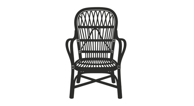 Black Wicker Armchair with Lattice Design.