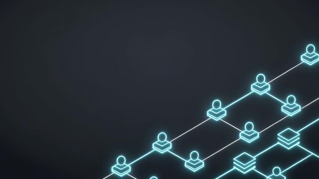 Abstract digital network infrastructure with glowing blue nodes and connecting lines, symbolizing global data flow, social interaction, and modern technological connectivity