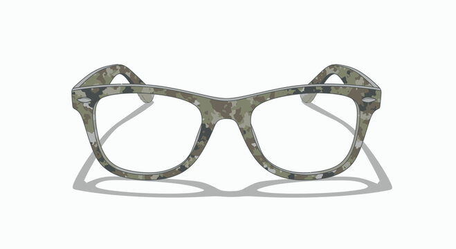 Camo Pattern Glasses on White Background