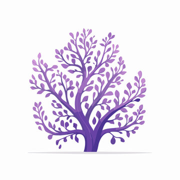 Stylized Purple Tree with Leaves