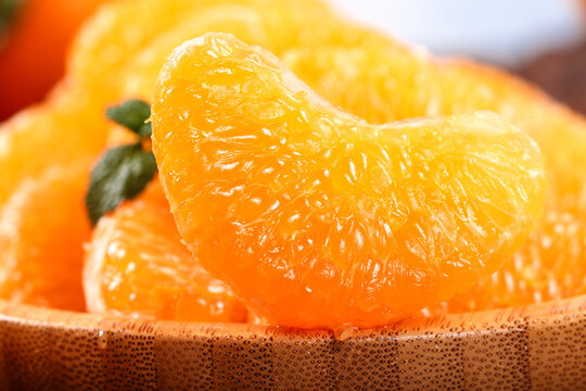 Fresh Cut Citrus Fruit Pieces with Juicy Flesh Close-up