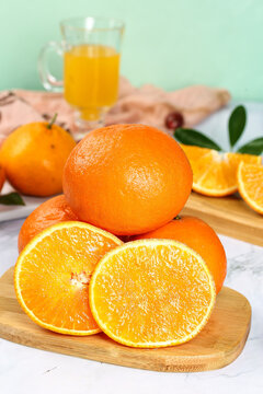 Fresh Cut Oranges with Juice - Citrus Fruit Still Life