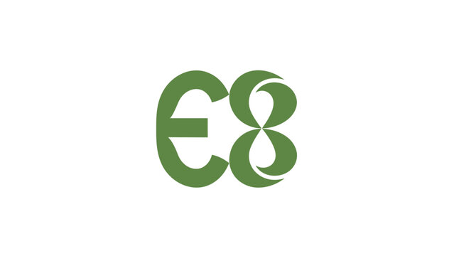 Green abstract symbol resembling 'E' and '8'