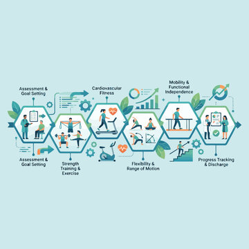 Infographic showing the stages of physical therapy rehabilitation