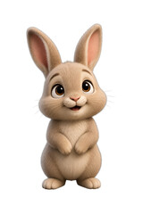 Obraz premium Cute Cartoon Rabbit Character Isolated on White Background