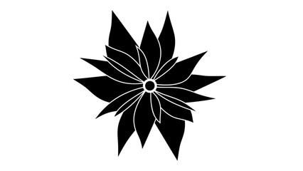 Obraz premium Stylized black star-shaped flower with pointed petals and central circle
