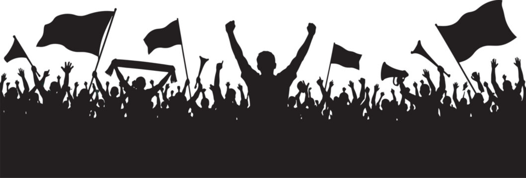 Football Fans Crowd Silhouette Vector Illustration