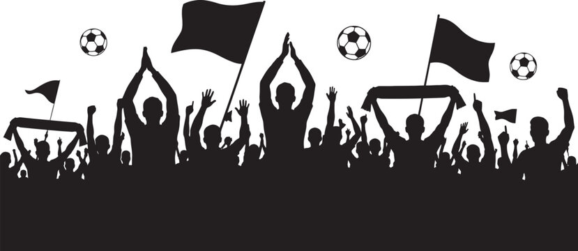 Soccer Supporters Crowd Silhouette Vector Illustration