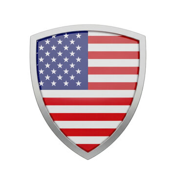 American shield emblem with red white and blue stripes and stars