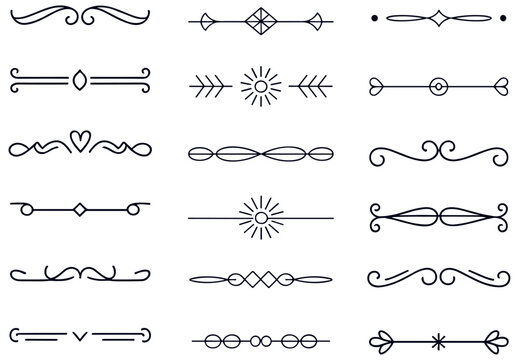 decorative line divider swirl arrow ornament vector set