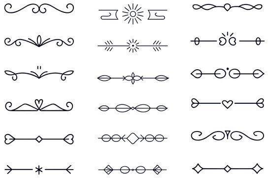 decorative line divider swirl arrow ornament vector set