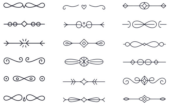 decorative line divider swirl arrow ornament vector set