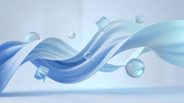 Abstract Wave and Spheres 3D render fluidity movement elegance sophistication