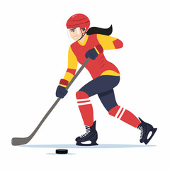 Fototapeta premium Woman playing ice hockey