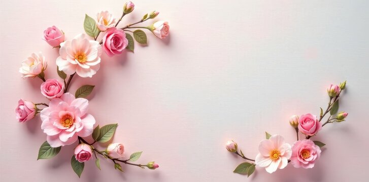 Delicate floral wreath on soft pastel background, subtle texture, floral patterns, floral pattern